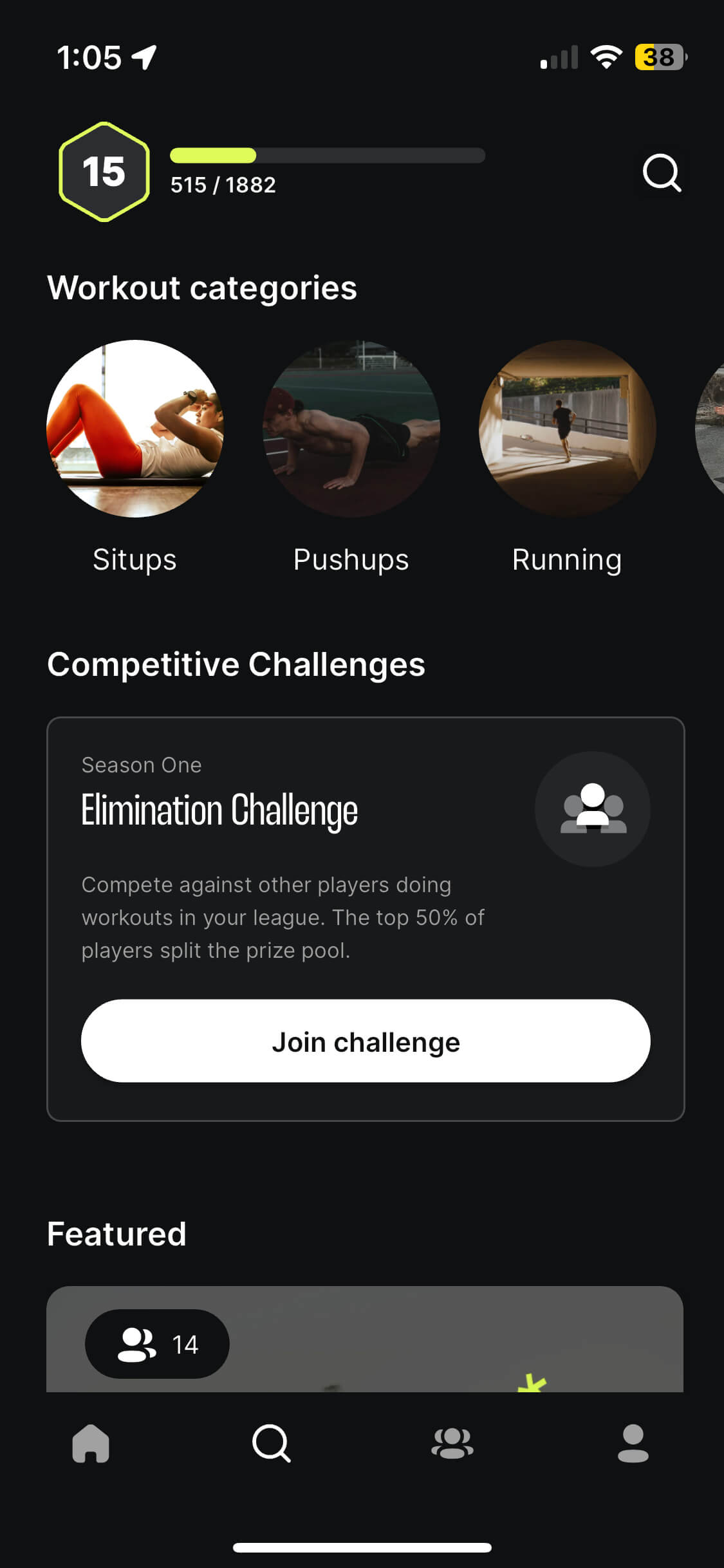Challenge Search tab